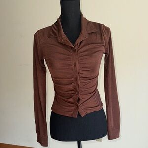 Elegant Brown Button-Down Women's Shirt